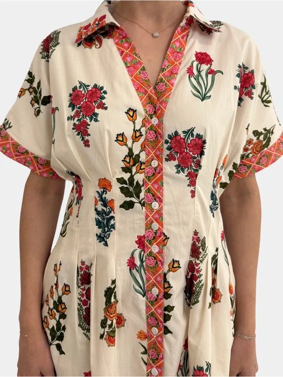 Entro Floral Button Up Dress, Medium - Picture 6 of 6